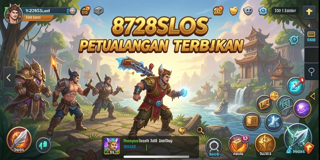 Screenshot gameplay 8728SLOTS yang menampilkan dunia terbuka yang luas.