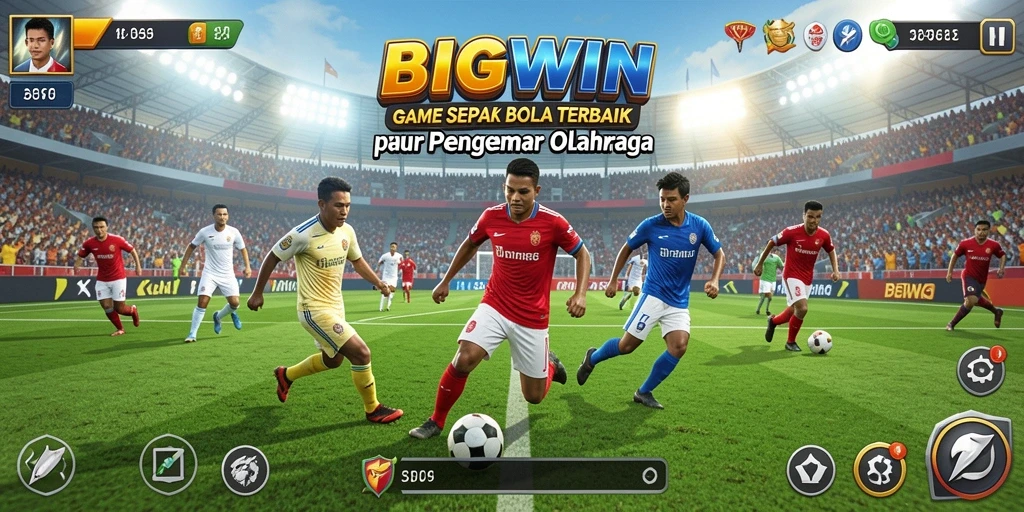 Screenshot gameplay BIGWIN menampilkan pertandingan sepak bola yang intens dan menyenangkan.