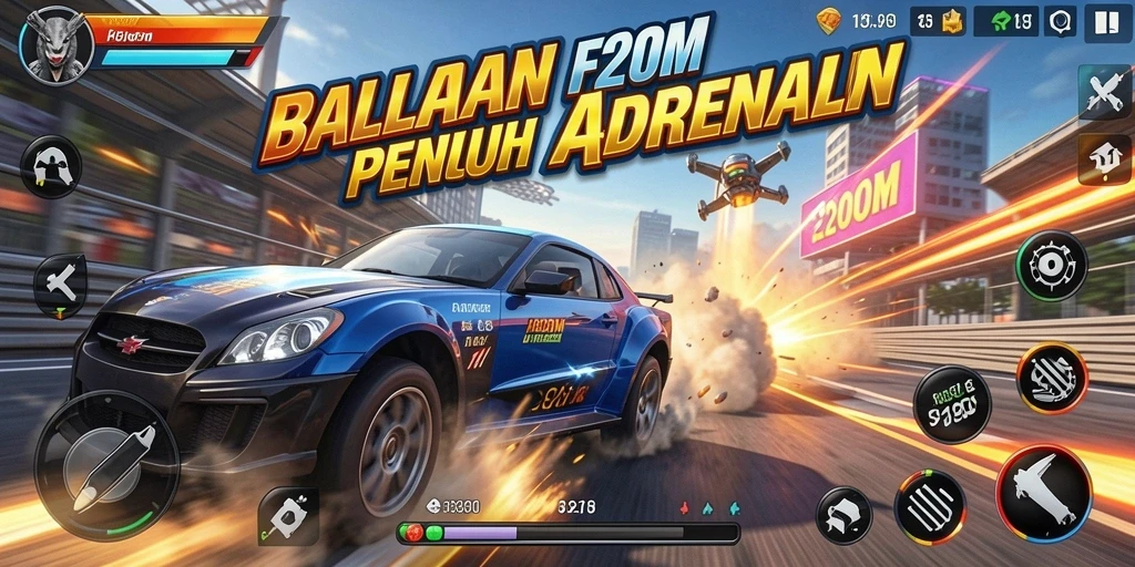Gambar menampilkan aksi balapan menegangkan dalam F200M.
