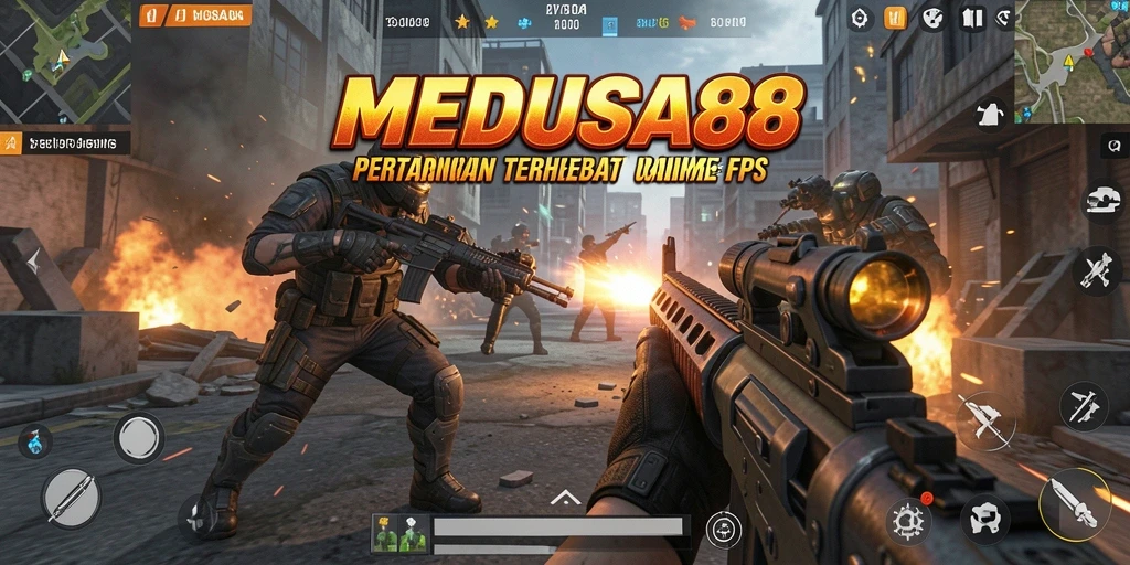 Tampilan gameplay MEDUSA88 yang memikat dalam laga FPS.