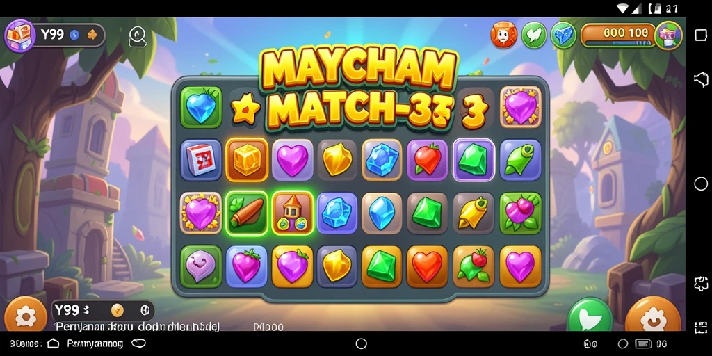 Tampilan gameplay Y89 yang penuh warna dan menantang di level-match-3.